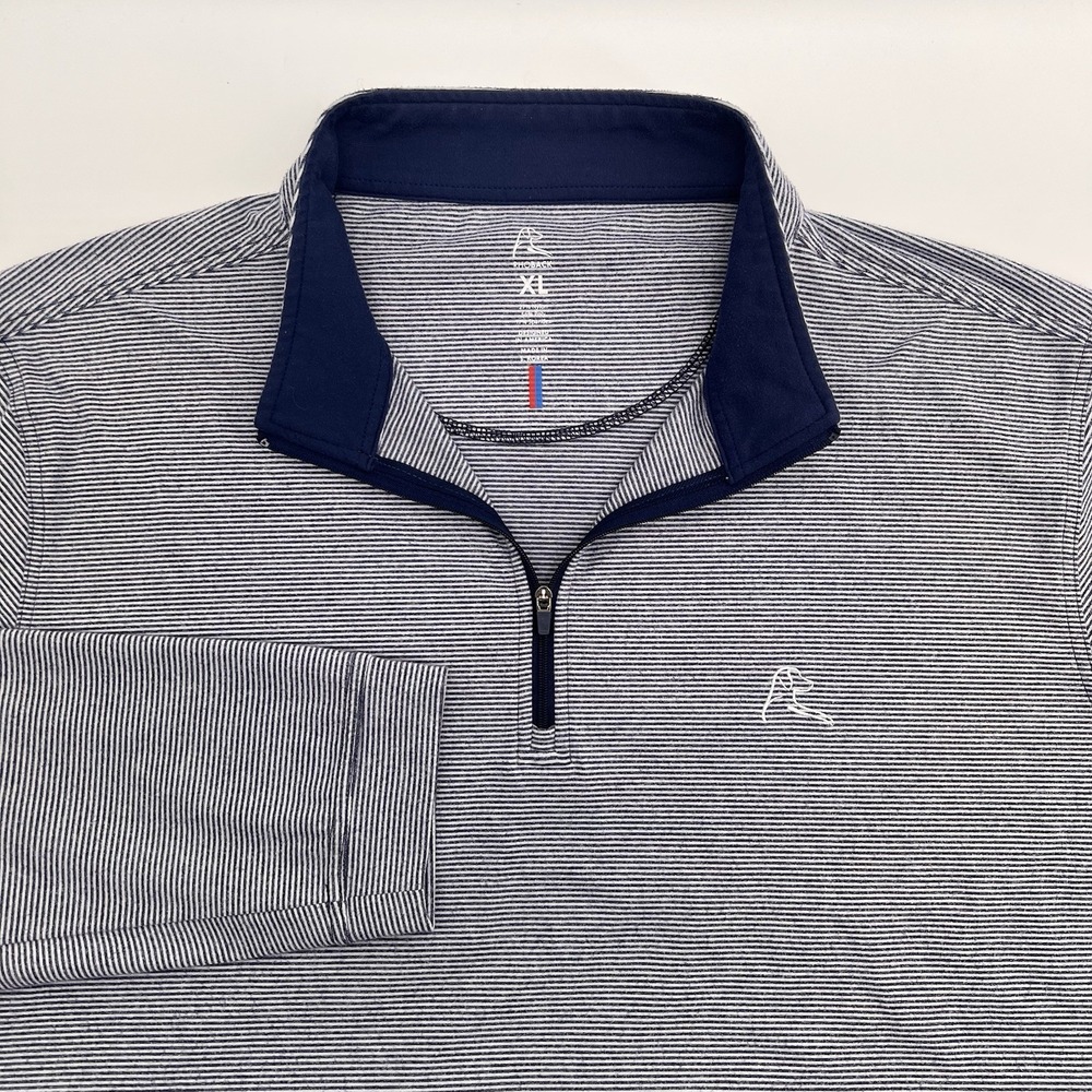 Rhoback Quarter Zip Mens XL Blue White Striped Long Sleeve Golf Pullover